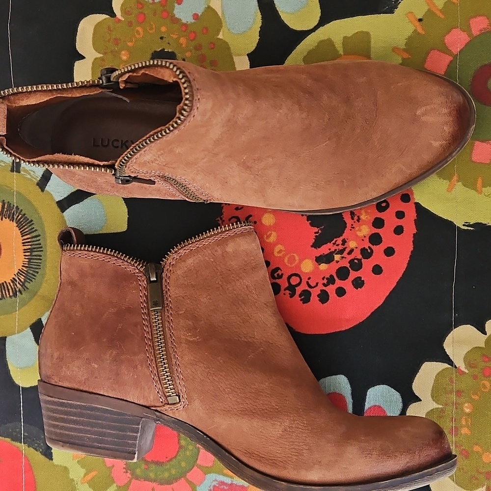 Lucky Brand Tan Leather Ankle Boots Size 8 - Picture 8 of 14